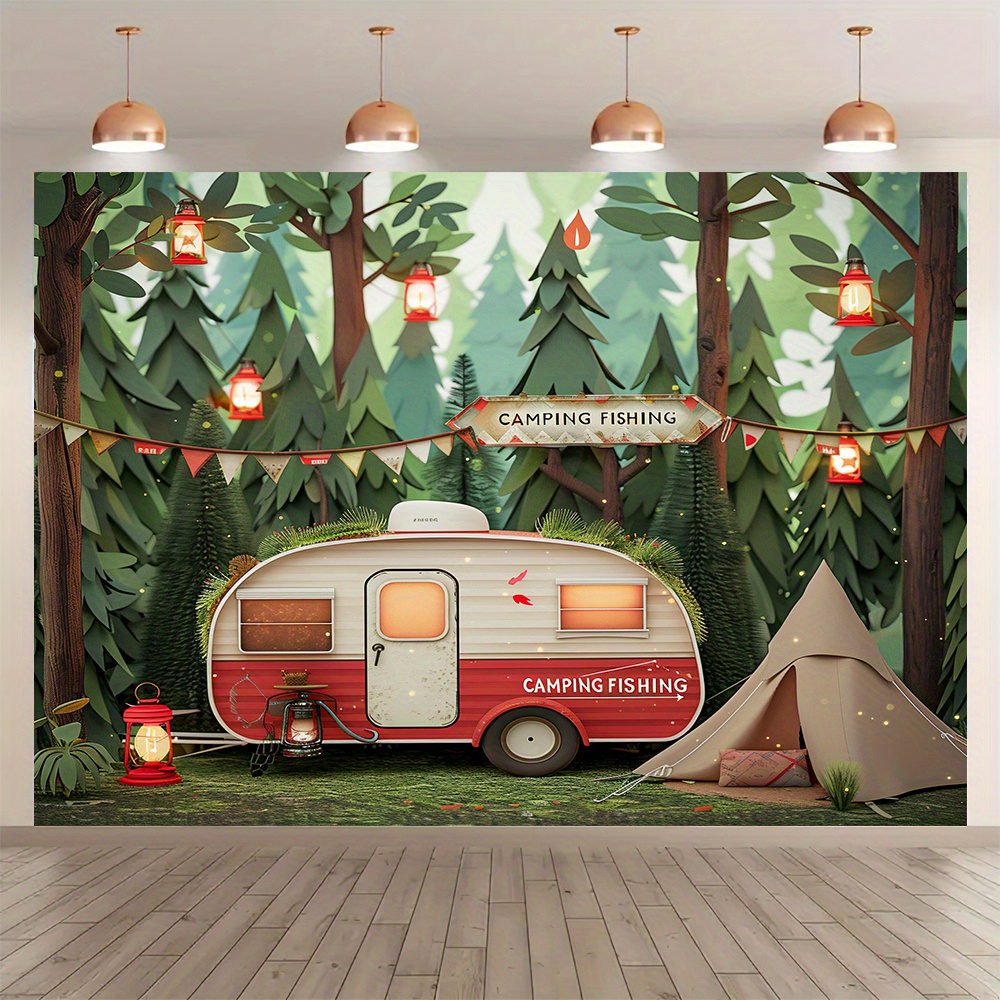Spanduk latar belakang tema be - Outdoor Adventure Birthday Party ulasan dan harga